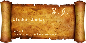 Widder Janka névjegykártya
